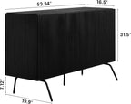 NTC Veil Modern Sideboard with 3 Doors, Buffet Cabinet with Vertical Groove Design and Metal Legs, Storage Cabinet for Living Room, and Hallway, Effortless Assembly - Burnt Black