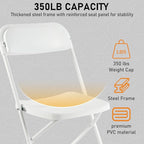 SEALAMB Plastic Folding Chairs 30 Pack, White Commercial Portable Indoor/Outdoor Chairs for Home Office, Wedding, Events Parties with Steel Frame, 350lbs Capacity (White-Plastic, 30 Pack)