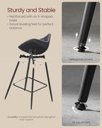 VASAGLE Bar Stools Set of 2, Bar Height Bar Stools with Back, Ergonomic Backrest, Synthetic Leather, Metal Legs, 28.7-Inch Tall Barstools for Kitchen Island Home Bar, Easy Assembly, Ink Black