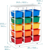 ECR4Kids 5-Tier Storage Rack with 15 Cubby Bins 5x3, Multipurpose Organization, Assorted