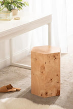 Kate and Laurel Berkett Hexagon Burlwood Side Table, 14 x 12 x 19, Natural Wood, Transitional End Table for Use as Burlwood Nightstand, Living Room Pedestal Table, or Bedroom Vanity Stool