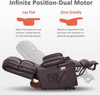 MCombo Dual Motor Power Lift Recliner Chair for Elderly, Lay Flat Lift Chair with Heat and Massage, Cup Holders, USB Ports, Faux Leather 7890 (Dark Brown, Medium)