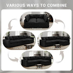 Linen Sleeper Sofa Bed,Modern Sectional Sofa Couch for Living Room,67 Inch Cloud Couches Cushion Covers Removable,Cozy Feather Down Sofa for Apartment Black