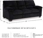 Signature Design by Ashley SimpleJoy Modern Sofa for Living Room, Black