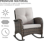 HUMMUH 7-Piece Outdoor Patio Furniture PE Wicker Patio Conversation Set,High Back Patio Couch with Ottomans Outdoor Rocking Chairs with Tables for Backyard,Porch,Deck