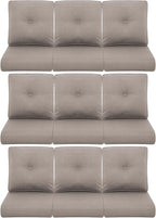 9-Piece Outdoor Patio Cushion Set - Fade & Water Resistant with Removable Olefin Cover, 22x24x4 Inch Memory Foam Cushions for Wicker Sectional Sofa – Grey/Buckle