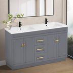 60 Inch Bathroom Vanity with Sink in Grey, Undermount Double Sinks, Solid Wood Bathroom Storage Cabinet,4 Soft Closing Doors, 3 Full Extension Drawers,Painted Surface