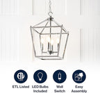 JONATHAN Y JYL7436C Pagoda Lantern Dimmable Adjustable Metal LED Pendant Classic Traditional Farmhouse Dining Room Living Room Kitchen Foyer Bedroom Hallway, 12 in, Chrome