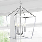 JONATHAN Y JYL7437C Pagoda Lantern Dimmable Adjustable Metal LED Pendant Classic Traditional Farmhouse Dining Room Living Room Kitchen Foyer Bedroom Hallway, 16 in, Chrome