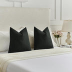 FUTEI Black Chenille Decorative Throw Pillow Covers 16x16 Inch Set of 2,Soft Cozy Faux Linen Textured Cushion Case,Farmhouse Home Decor for Couch Living Room
