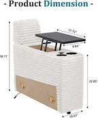 ORRD Multifunctional Storage Console with Dual Cup Holders, Table, USB Charging Station for Modular Sectional Sofa for Living Room-White