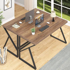 HSH Large Computer Desk, Industrial Modern Home Office Desk, Wooden and Metal PC Desk for Work Writing Study Gaming Bedroom, Farmhouse Vintage Computer Table Executive Workstation, Rustic Oak 60 Inch