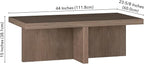 Henn&Hart 44" Fluted Rectangular Wood Pedestal Low-Profile Coffee Table for Living Room, Family Room or Office, Antiqued Gray Oak