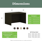 HON MOD Executive Desk 48-Inch Large Computer Desk Shell, Thick Wooden Laminate, Modern Table with Cord Management, 48'W x 30'D x 29'H, Java Oak