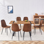 7 Piece Dining Table Set，Dinner Table Set for 6，55'' Kitchen Table and Suede Nap Fabic Chairs Set of 6，6 Chair Dining Table Set for Kitchen Dining Room
