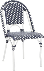 SAFAVIEH Outdoor Collection California Navy/White/White Bistro Side Chair Set of 2 (Fully Assembled)