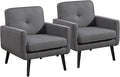 Accent Chair Set of 2, Fabric Modern Chair with Wooden Frame, Cozy Armchair Reading Chair with Comfy Back for Apartment, Living Room, Bedroom, Waiting Room, Small Space, Corner, Grey