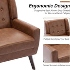 Accent Chairs Set of 2, Modern Faux Leather Armchairs for Living Room, Comfy Upholstered Arm Chairs Tufted for Indoor Bedroom Office Room (P Coffee)