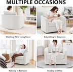 MINCETA Oversized Accent Chair for Living Room, 360° Swivel Barrel Chair with High Density Foam, Modern Reading Chair with Performance Fabric Upholstered Armchair for Apartment, Bedroom White