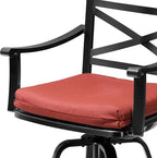 Pellebant 30" Sunbrella Outdoor Bar Stools Set of 6, Aluminum Swivel Patio Bar Height Bar Stools with Back & Footrest, for Deck Lawn Garden(Red)