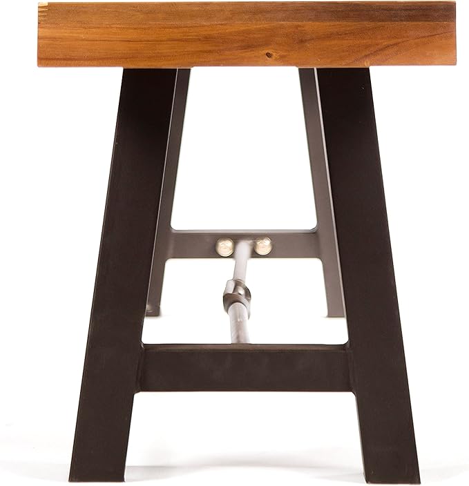 Christopher Knight Home Catriona Outdoor Acacia Wood Bench with Metal Accents, Teak Finish / Rustic Metal 14. 50 x 63 x 17. 75 inches