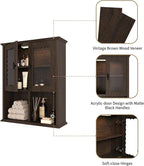 CJL Bathroom Wall Cabinet with Motion Sensor Led Light, Over The Toilet Storage Cabinet, 23.6'' x 29.5'' Medicine Cabinet of Mid-Century Modern Design with Acrylic Door, Brown