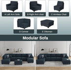 Legend Vansen Modular Sectional Sofa U Shaped Couch with Ottoman Modern Reversible Corner Sectional Couch for Living Room (Charcoal, U Shaped Sofa-4)