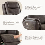 CHITA Super Zero Gravity Power Recliner Chair for Adults, Electric Faux Leather Recliner with USB & Type-C Charging Ports for Living Room, Bedroom & Home Theater Relaxation, Chocolate