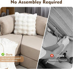 108" L Shaped Couch, Modular Sectional Sofa with Chaise, Cloud Boneless Couch with Deep Seat & Removable Pillow for Living Room, Bedroom,No Assembly Required（Camel）