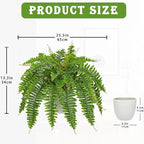 Hollyone Artificial Fern Plants in White Pot 25.5" Medium Artificial Boston Fern 31 Leaves for Outdoors & Indoor Faux Potted Plants Fake Ferns Bush Plant Patio Garden Farmhouse Porch Home Decor Green