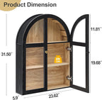 Arched Bathroom Wall Cabinet, Arch Medicine Cabinet Wall Mounted with Acrylic Doors, Wall Over The Toilet Storage Cabinet with Adjustable Shelves for Laundry Room, Kitchen (Black)