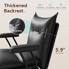 Black Leather Desk Chair with Wheels,Triple-Layers Thicken Wide Seat Height Adjustable,Mid Back,Desk Chair Comfy for Home,Office