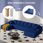 131'' Large Sectional Couches with Chaise Lounge, U-Shaped No Assembly Required Deep Seat Modular Cloud Sofa for Living Room 1PCS, Bedroom