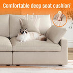 Cloud Modular Sectional Sofa with Ottoman,192" Sectional Sofa Bed Sleeper Couch for Living Room,Convertible Couch Deep Seat 9 Seater for Office Apartment,Covers Washable&Replaceable,Khaki