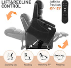 EONIX Dual Motor Lay Flat Power Lift Recliner Chair for Elderly, Faux Leather Electric Lift Chairs for Adults, 400lbs Heavy Duty Power Recliner with Heat Massage Charging Ports, SLRY003, Black