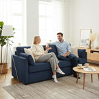 79" 3 Seater Couches for Living Room, Modern Corduroy Sofa with 2 Pillows and Storage Pockets, Comfy Small Couches for Apartment, Small Spaces, Home Office, Navy Blue