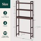 Smiry Over The Toilet Storage Cabinet, 3-Tier Bamboo Bathroom Organizers with Adjustable Shelf & 4 Hooks, Space Saving Shelf Rack for Bathrooms, Laundry Room, Balcony, Brown