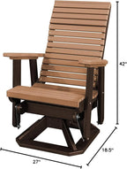 DutchCrafters Modern Horizontal Slat High Back Poly Adirondack Swivel Glider Outdoor Patio Chair (Tudor Brown & Cedar)