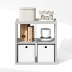 Furinno Cubic Closet Organizers and Storage, 4-Cube Closet Organizer, Open Shelf Closet Storage, Extra Thick Frame for Wardrobe, Bedroom, Living Room, Light Grey