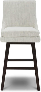 CHITA Bar Height Swivel Barstool with Back Set of 2, FSC Certified Upholstered Bar Stool, 30.7" H Seat Height, Fabric in Ivory