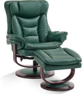 MCombo Oversized Swivel Recliner Chair with Ottoman, Adjustable Backrest, 360° Wood Base, High Seat, Faux Leather Lounge Chair for Tall Users in Living Room, Bedroom, or Office 4651 (Green)