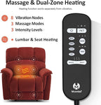 MCombo Large-Wide Dual Motor Power Lift Recliner Chair, Massage and Dual Heating for Elderly People, Infinite Position, Fabric R7166 (Burgundy)
