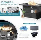 NICESOUL 18 Piece Outside Patio Set with Firepit and Loungers, Luxury Huge Complete Outdoor Sectional Sets with Fire Pit Table, 14-Seater Wide Deep Seated Sofa Modular for Deck,Poolside Gray&Turquoise