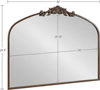 Kate and Laurel Arendahl Ornate Traditional Arched Mirror; 36 x 29; Bronze; Decorative Baroque Style Arched Wall Mirror with Wide Frame and Ornamental Crown