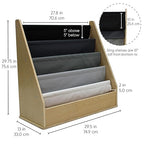 FDP Birch SoftScape Sling Book Display, 4-Shelf Vinyl Storage for Kid's Books and Magazines, Children's Furniture for Bedroom, Playroom, Daycare, Preschool or Classroom - Gray/Light Gray, 13745-GYLG