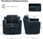UIXE Swivel Accent Chair Set of 2, Chenille Upholstered Arm Chair for Living Room, Modern Club Armchair Comfy Single Sofa Bedroom Reading Seat with Lumbar Pillow - Navy Blue