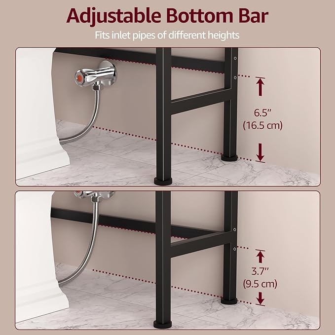 Over The Toilet Storage Cabinet - Bathroom Shelves Above Toilet Freestanding Organizer Shelf with Doors Narrow Floor Stand Rack Farmhouse Wood 71" Tall, Rustic Brown