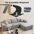 107.5" Cloud Modular Sectional Sofa Couch with L-Shape Chaise,Modern Minimalist Upholstered Couches for Living Room Bedroom,Deep Seat Corner Couch，No Assembly Required (Grey,Right Facing Chaise)