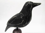 Primitives by Kathy Figurine - Weathered Rustic Crow On Spindle, Burgundy/Black