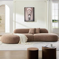 135.4" Curved Sofa Couch Modern Oversized 6-Seat Round Boucle Sectional Sofa Couch with Chaise & Pillows for Living Room Apartment Furniture,No Assembly Needed (Camel-Left-Facing)